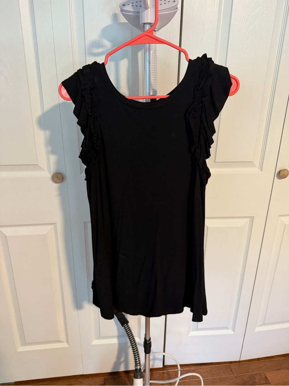Black Ruffle Sleeve Women's Top